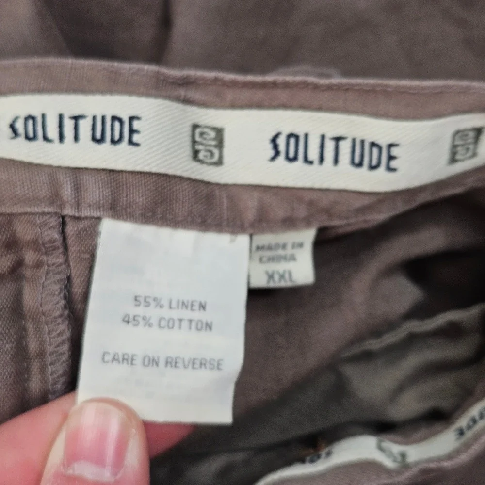 Solitude Pants Mens XXL 46x30 Brown Linen Blend Drawstring Casual Beach Summer